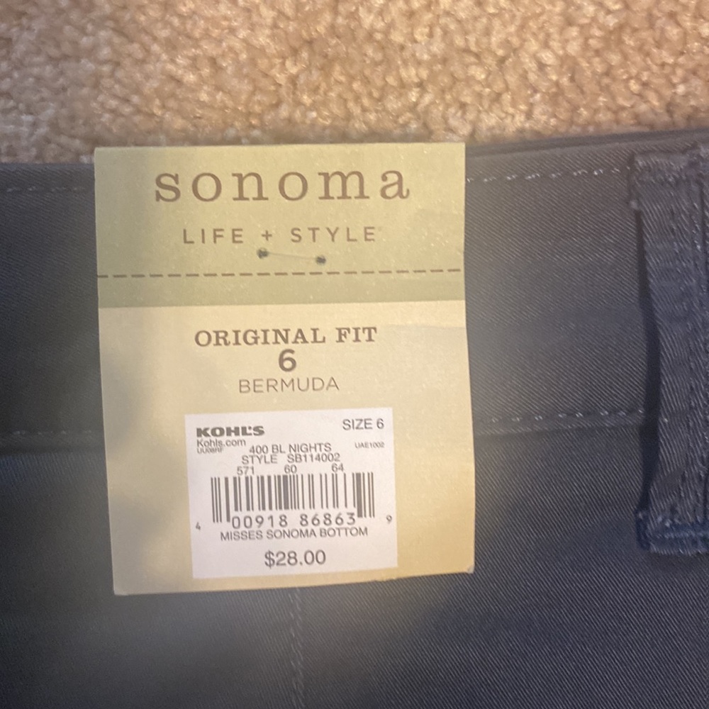 NWT Sonoma Life & Style Original Fit Blue Bermuda Shorts Size 6 - Picture 4 of 5